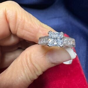 925 Sterling Silver Cubic Zirconia Engagement Style Ring